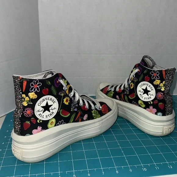 Converse Black Fruit Festival Smoothie Hi Top Move Platform Chuck Taylors Size 8 - Picture 6 of 16